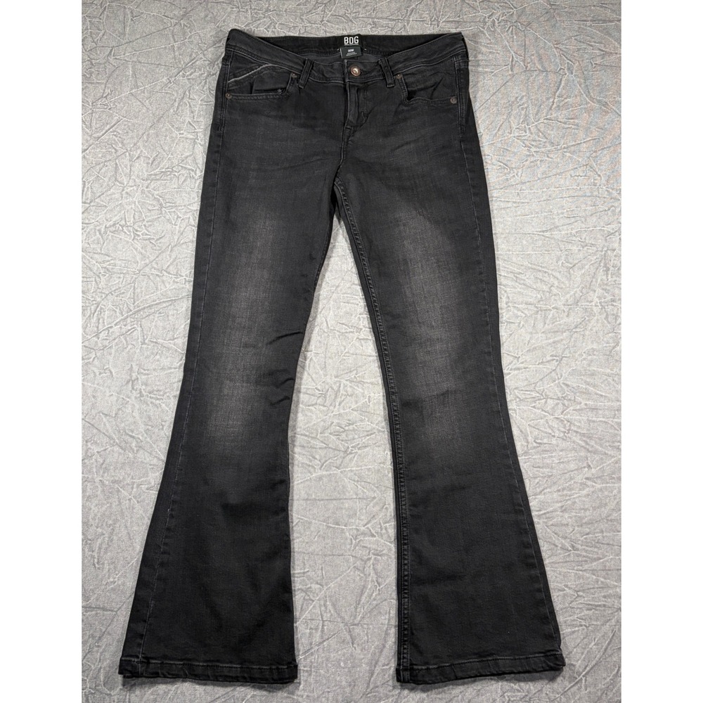 BDG Jeans Women 30W Black Urban Outfitters Flare Denim Faded Retro Stretch
